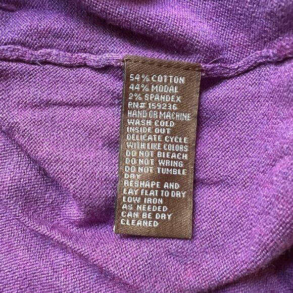 J. McLaughlin Size XL Purple Long Sleeve Button Cuff Crew Neck Sweater - Picture 3 of 11